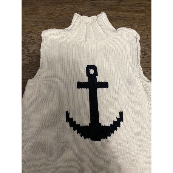 Tommy Hilfiger White Cable Knit Women’s Anchor Seater Vest Size Large - Picture 3 of 6